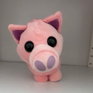 Adopt me!Charming Pink Pig Plush with Purple Ears